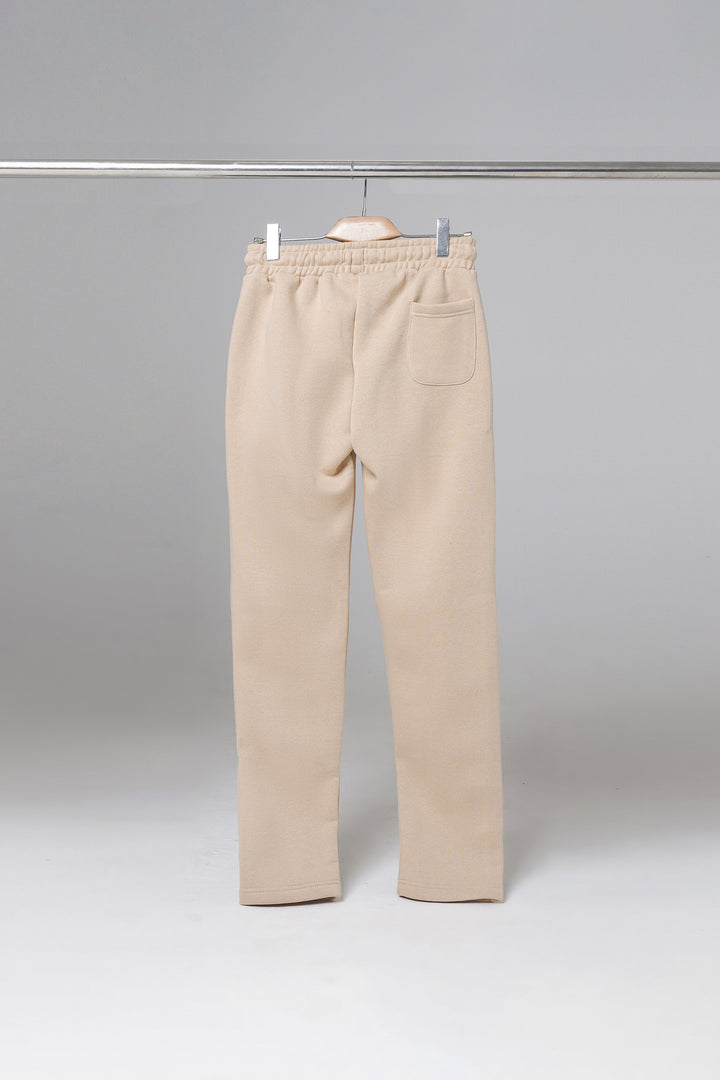 Beige Open Bottom Sweatpants