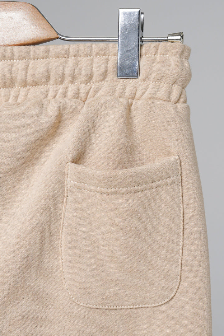 Beige Open Bottom Sweatpants