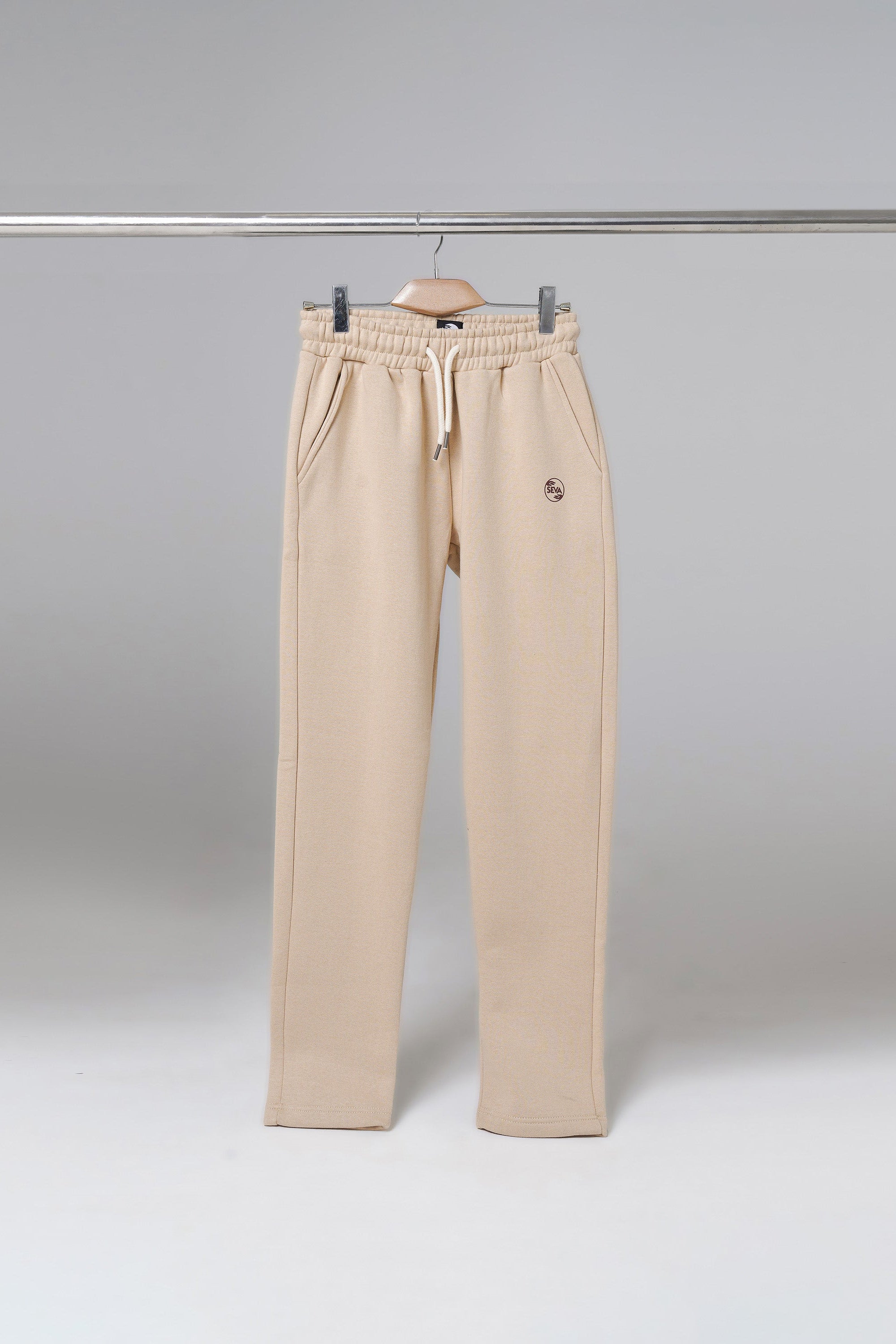 Beige Open Bottom Sweatpants