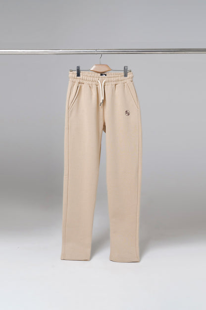 Beige Open Bottom Sweatpants