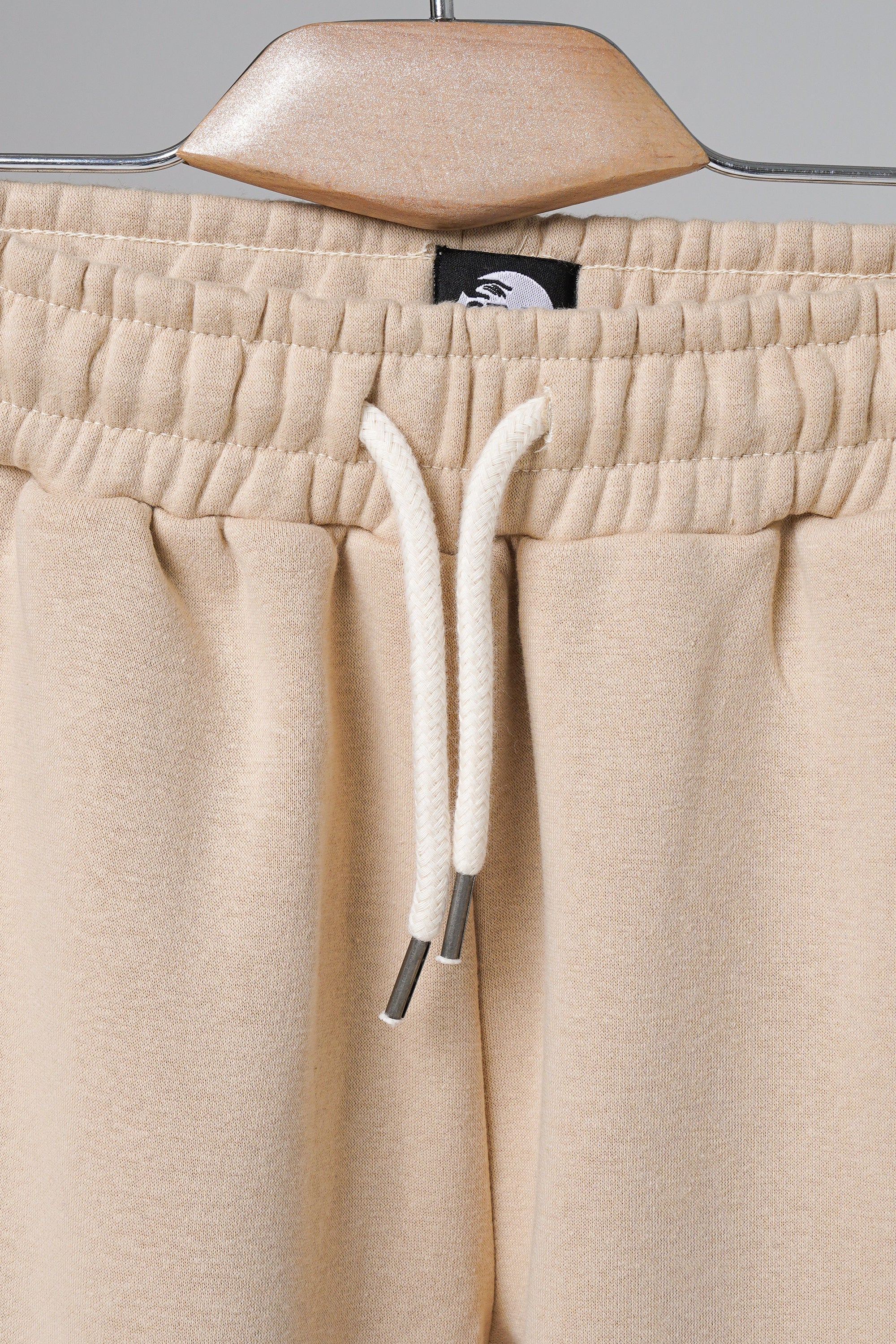 Beige Open Bottom Sweatpants