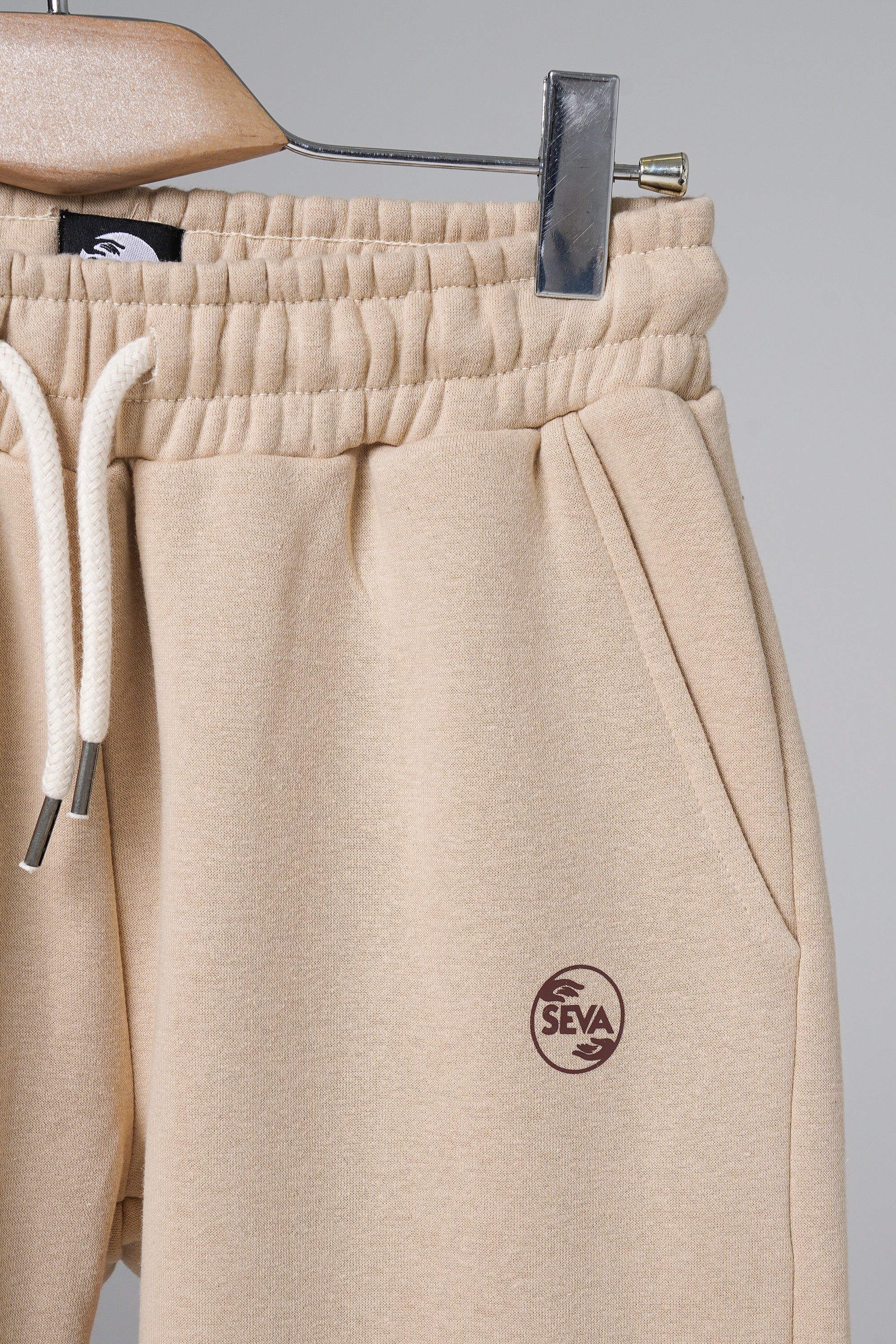 Beige Open Bottom Sweatpants