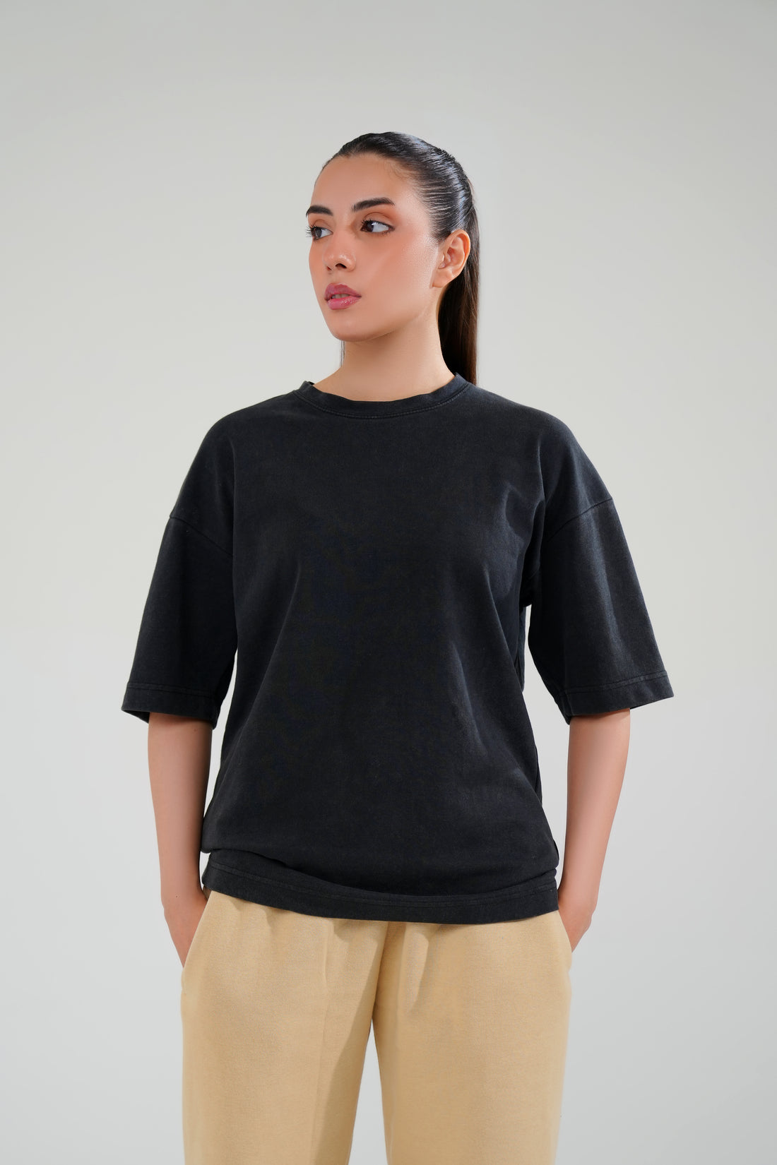 Black Oversized Basic Tee