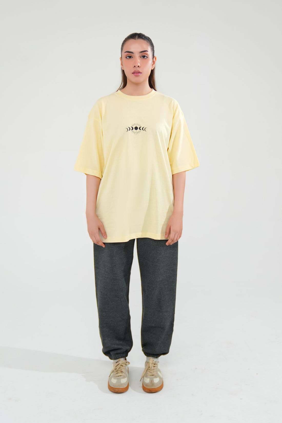 Beige Oversized Graphic Tee