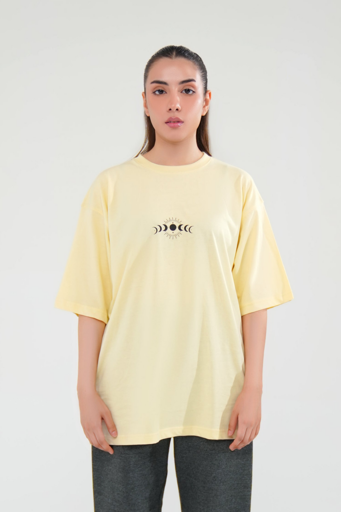Beige Oversized Graphic Tee