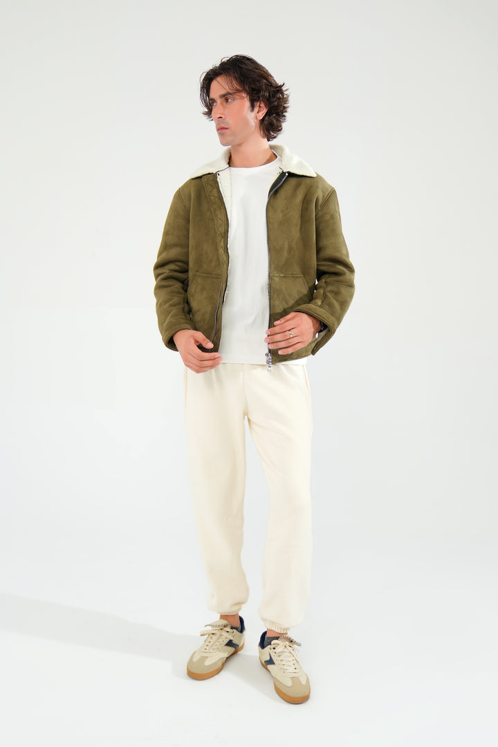 Olive Green Premium Suede Jacket