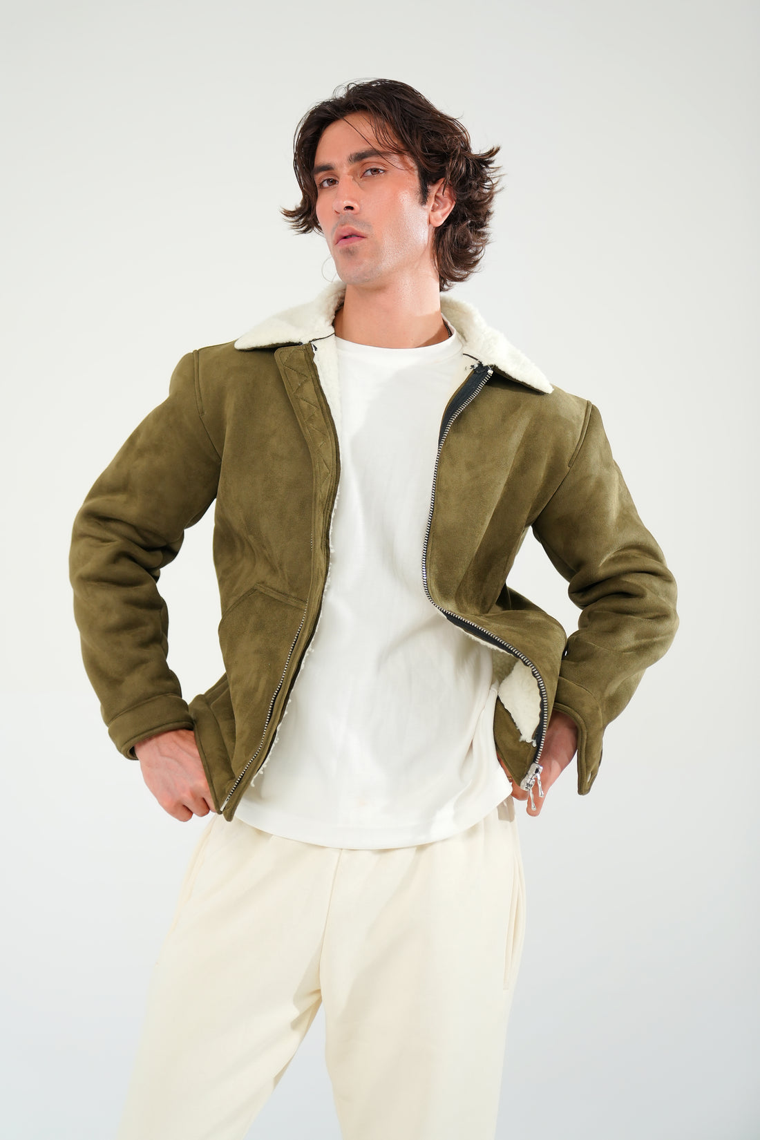 Olive Green Premium Suede Jacket
