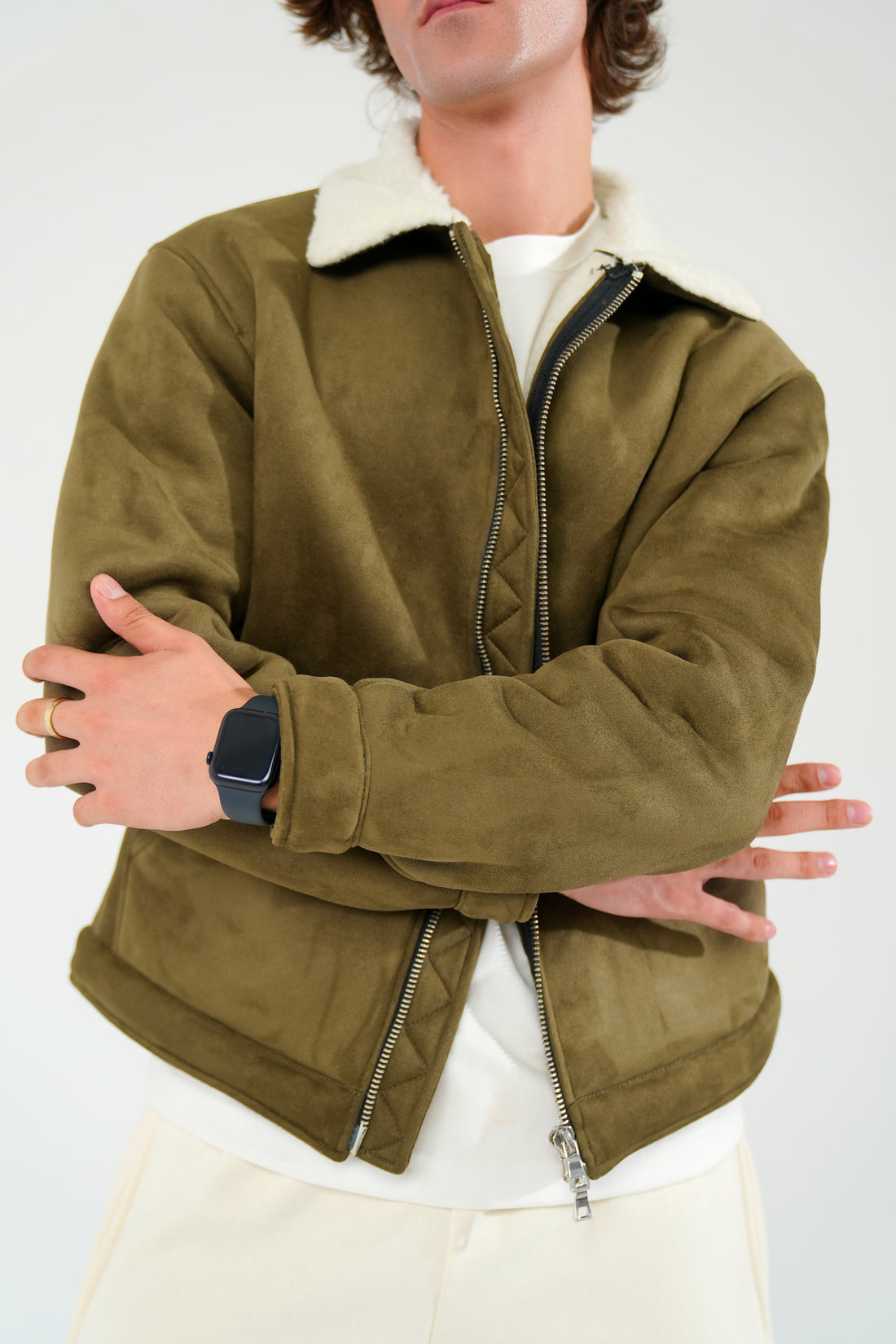 Olive Green Premium Suede Jacket