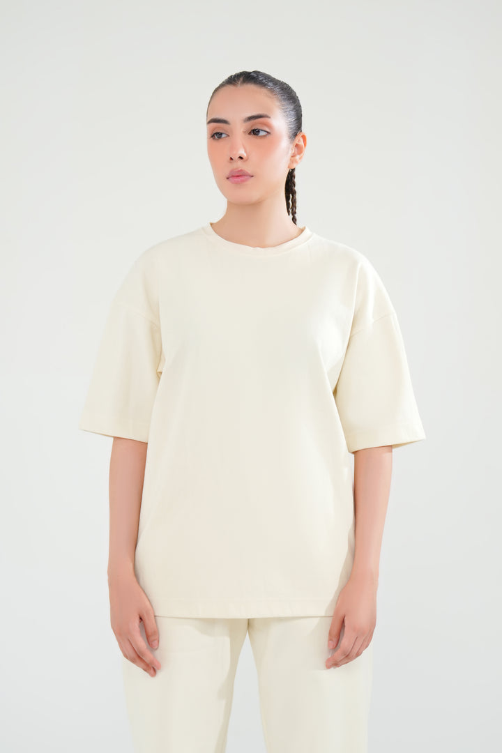 Beige Oversized Basic Tee
