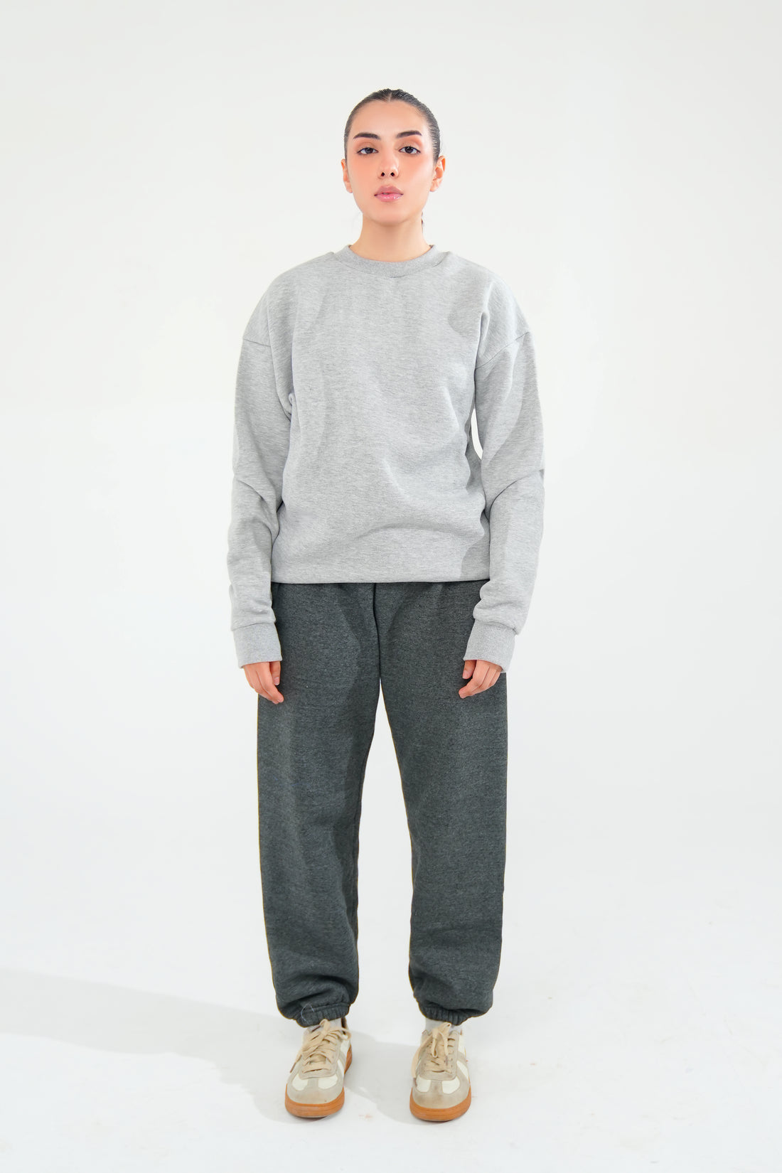 Melange Grey Sweat Shirt - Women