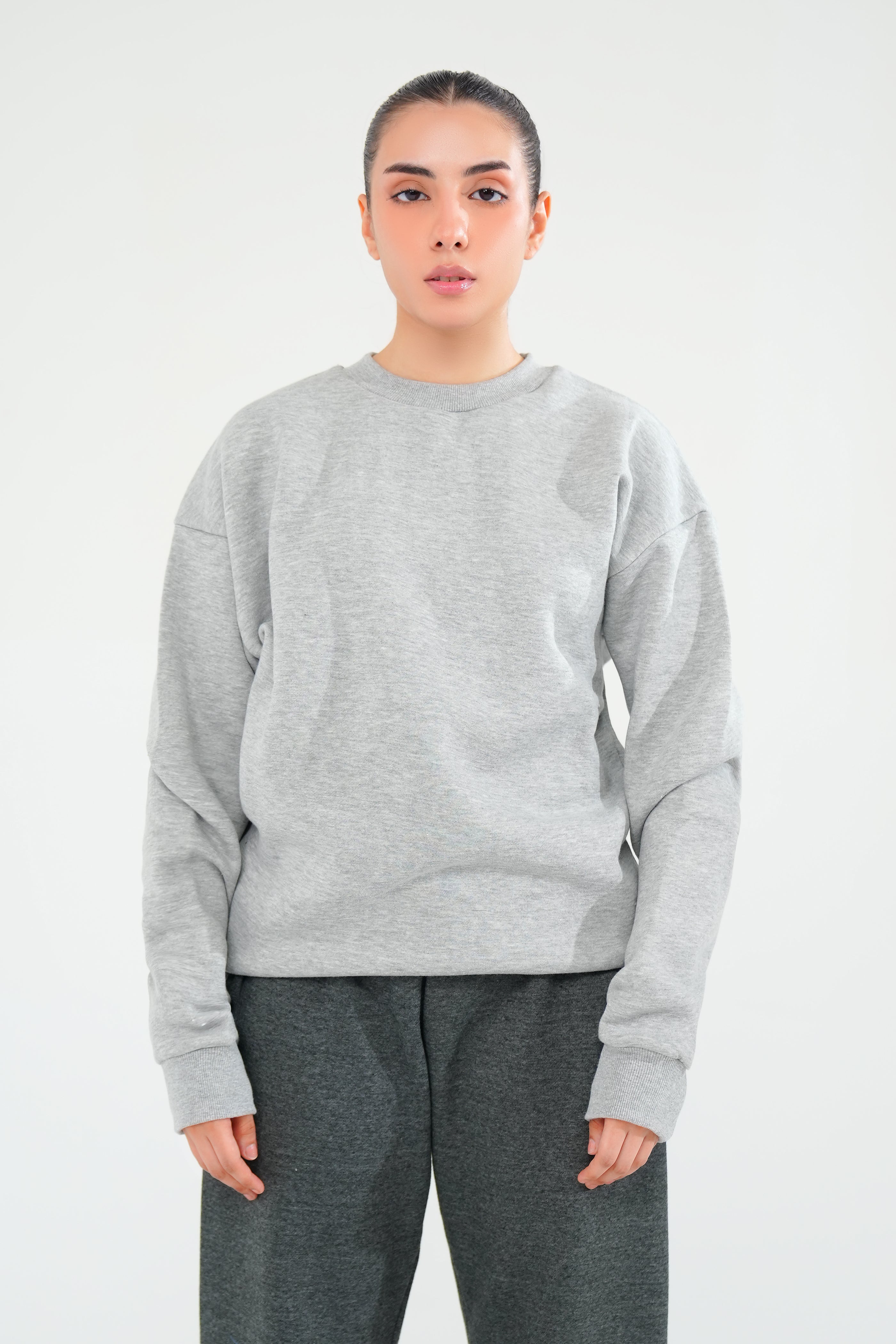 Melange Grey Sweat Shirt - Women