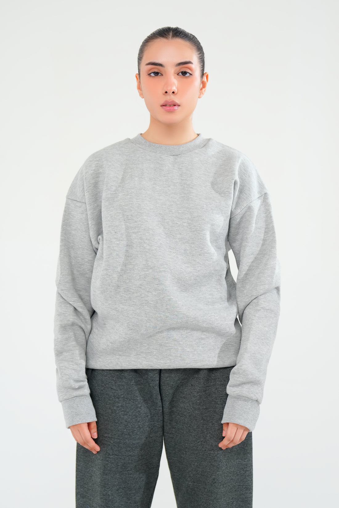 Melange Grey Sweat Shirt - Women