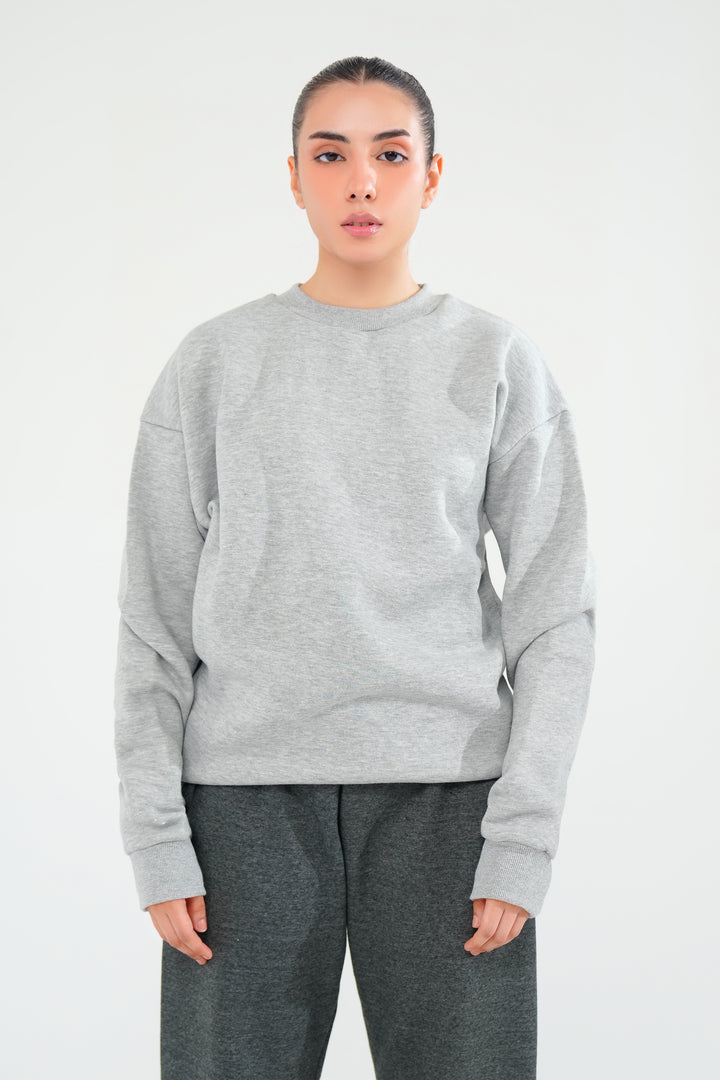 Melange Grey Sweat Shirt - Women