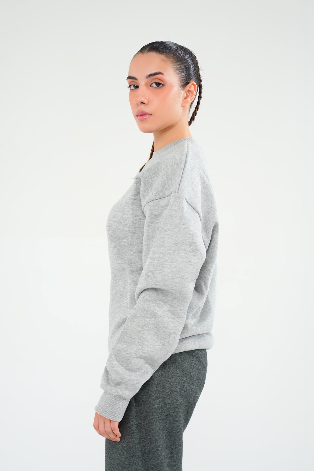 Melange Grey Sweat Shirt - Women