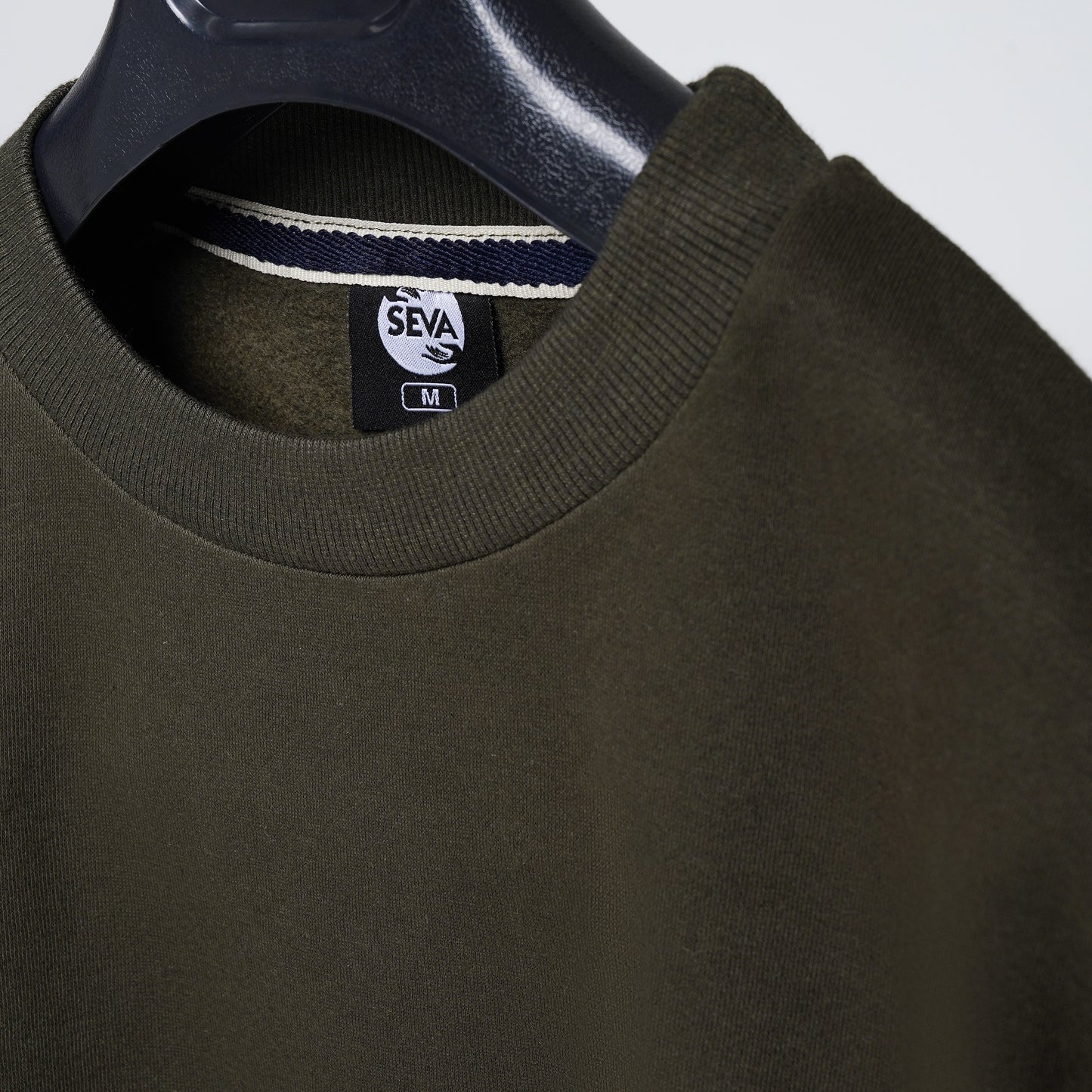 Drop Shoulder Crewneck - Olive Green